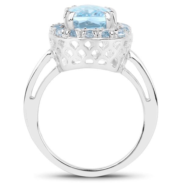 4.08 Carat Genuine Blue Topaz .925 Sterling Silver Ring
