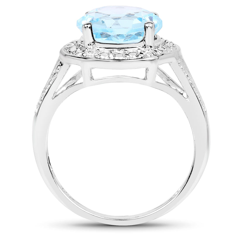 4.00 Carat Genuine Blue Topaz .925 Sterling Silver Ring