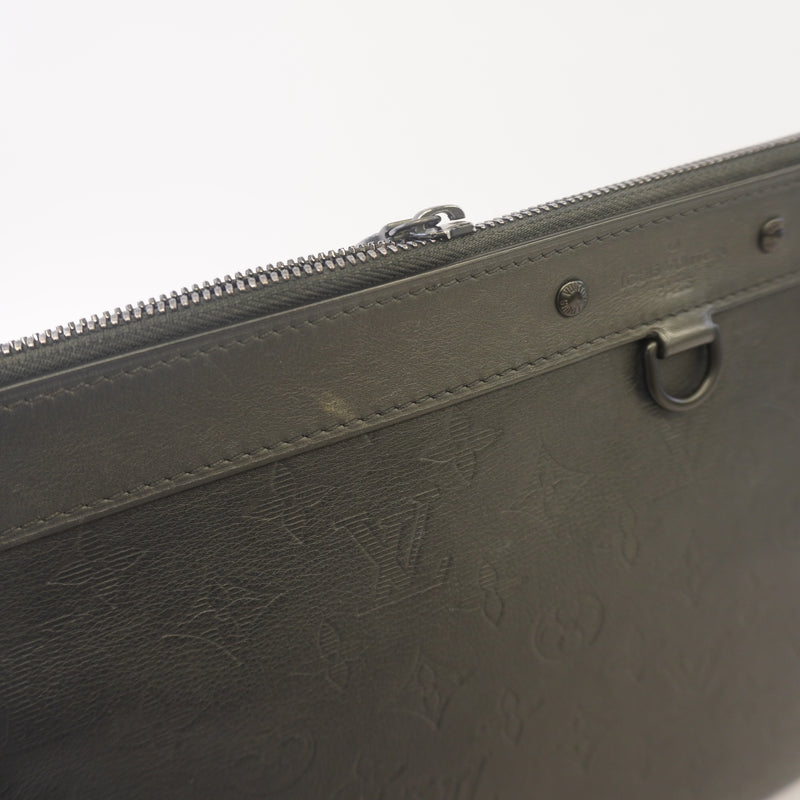 Auth Louis Vuitton Monogram Shadow Pochette Discovery M62903 Mens Clutch Bag