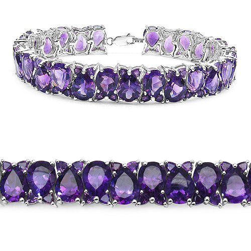 28.35 Carat Genuine Amethyst .925 Sterling Silver Bracelet