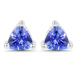 0.64 Carat Genuine Tanzanite 14K White Gold Earrings