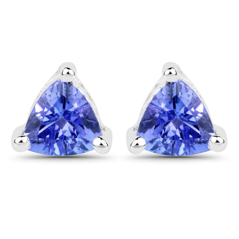 0.64 Carat Genuine Tanzanite 14K White Gold Earrings