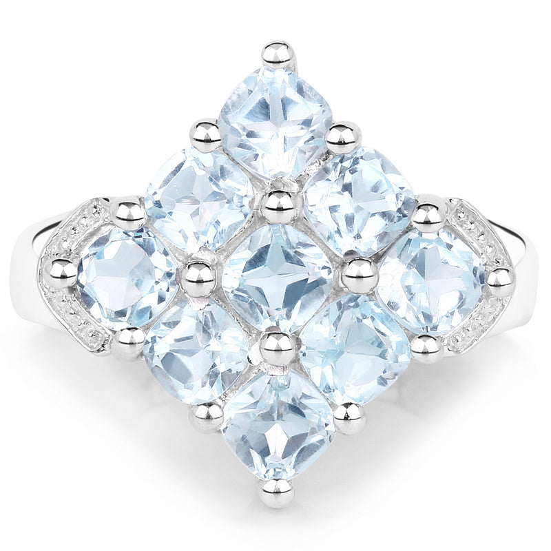 3.24 Carat Genuine  Blue Topaz .925 Sterling Silver Ring