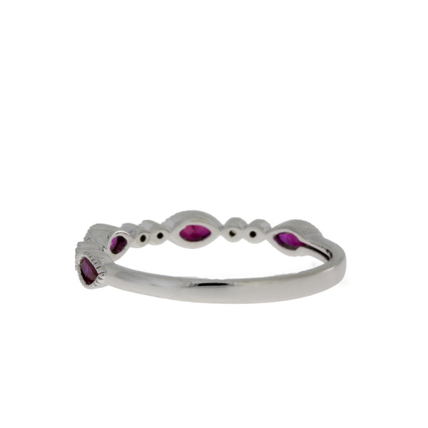 .67ct Ruby Diamond stackable band set 14KT White Gold