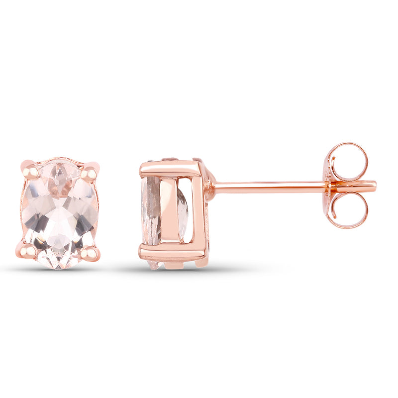 18K Rose Gold Plated 1.70 Carat Genuine Morganite .925 Sterling Silver Earrings