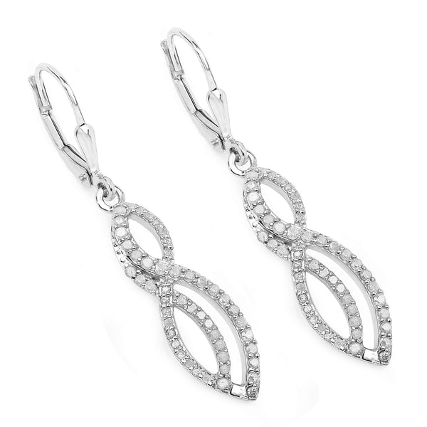 0.35 Carat Genuine White Diamond .925 Sterling Silver Earrings