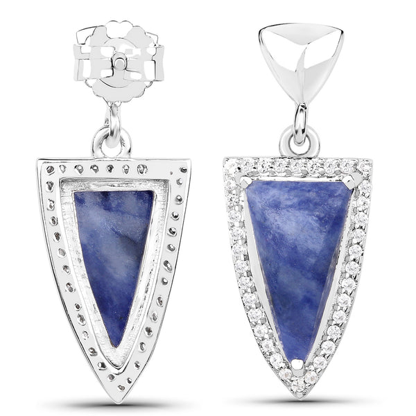 4.96 Carat Genuine Blue Aventurine and White Topaz .925 Sterling Silver Earrings