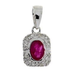 Genuine .09ct Ruby Diamond Pendant 14KT White Gold