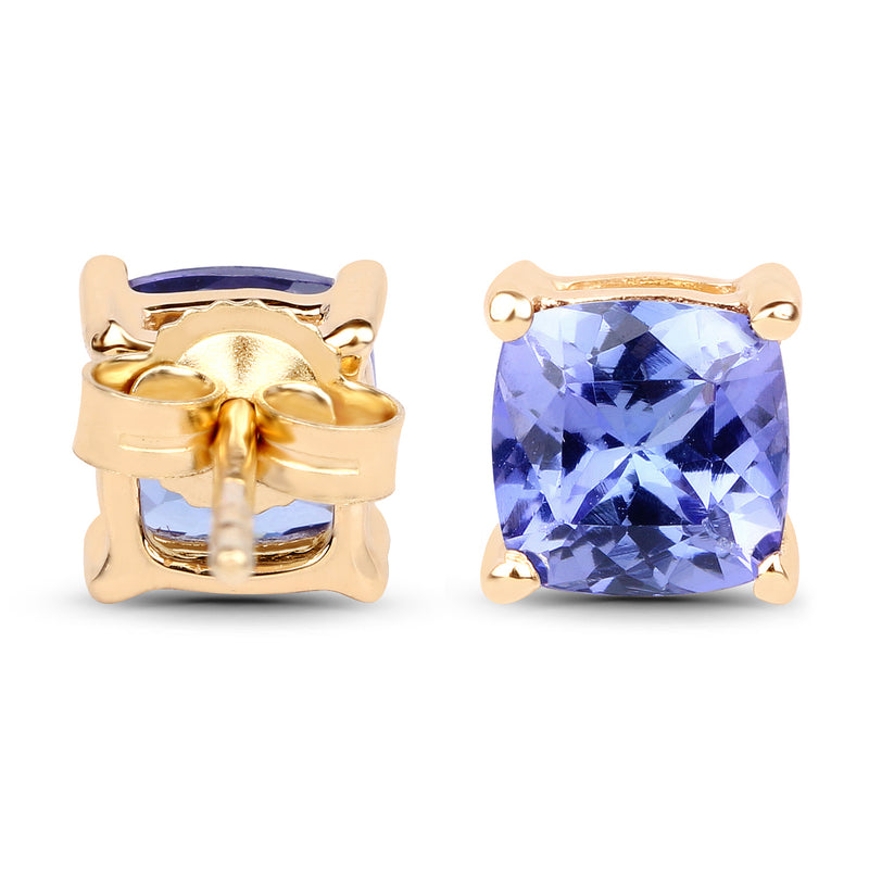 1.62 Carat Genuine Tanzanite 14K Yellow Gold Earrings