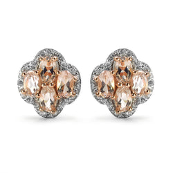 14K Rose Gold Plated 2.04 Carat Genuine Morganite & White Topaz .925 Sterling Silver Earrings