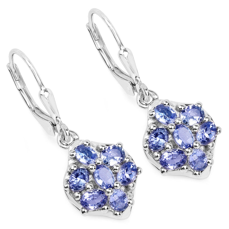 2.38 Carat Genuine Tanzanite .925 Sterling Silver Earrings