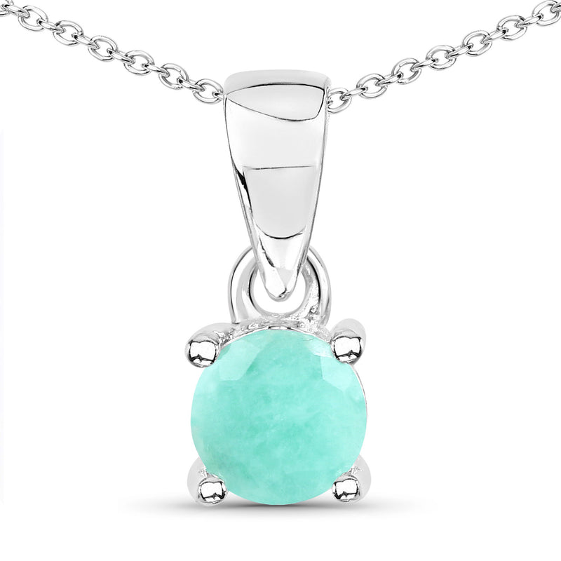 0.43 Carat Genuine Emerald .925 Sterling Silver Pendant