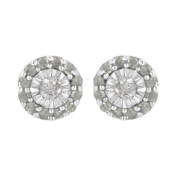 .925 Sterling Silver 1/2 cttw Miracle-Set Round Diamond Halo Stud Earrings (I-J Clarity, I3 Color)