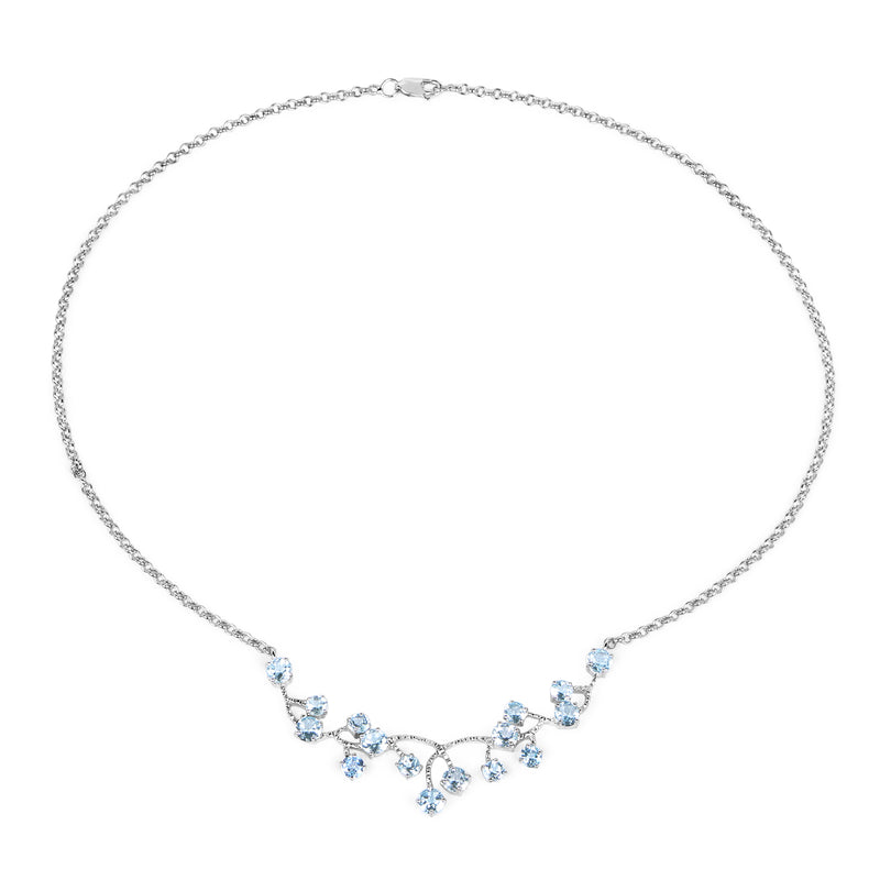 7.36 Carat Genuine Blue Topaz .925 Sterling Silver Necklace