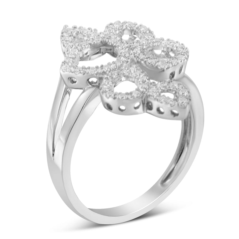 18k White Gold 1/4ct TDW Diamond Art Deco Ring(H-I I1-I2)