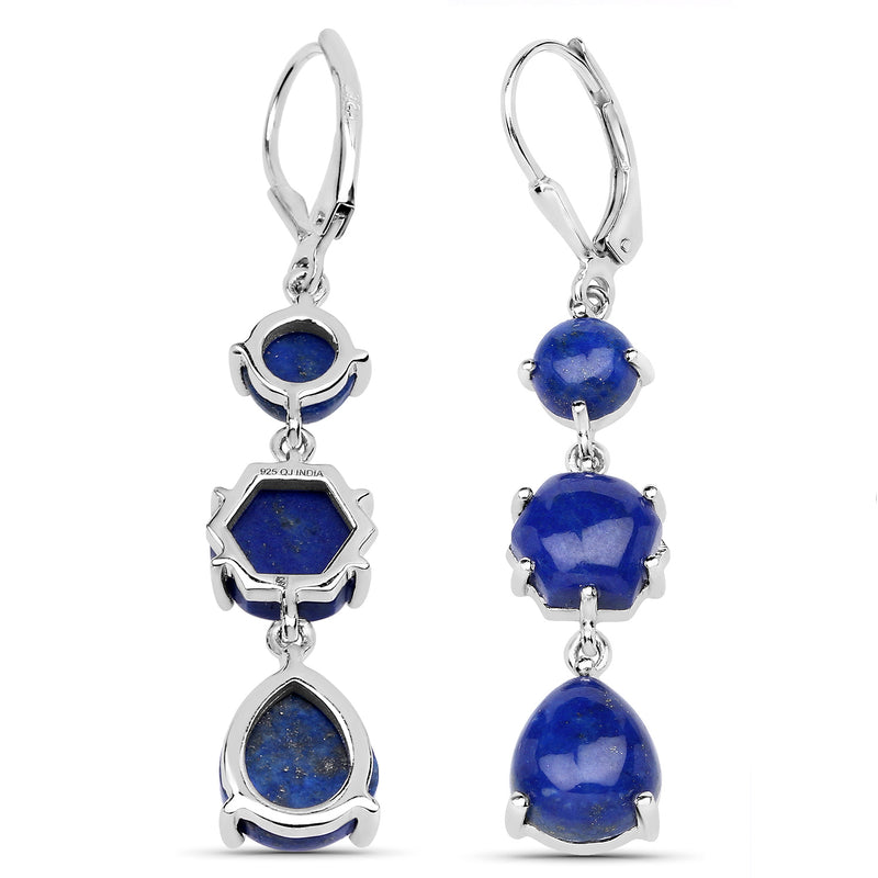 10.98 Carat Genuine Lapis .925 Sterling Silver Earrings