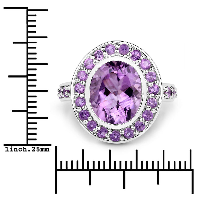 4.61 Carat Genuine Amethyst .925 Sterling Silver Ring