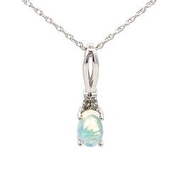 .02ct Opal Diamond Fashion Pendants 10KT White Gold