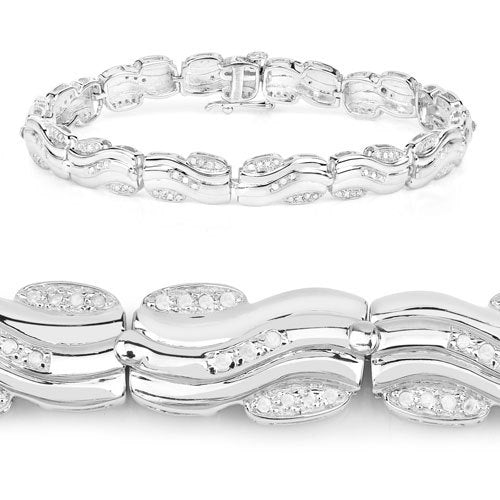 0.84 Carat Genuine White Diamond .925 Sterling Silver Bracelet