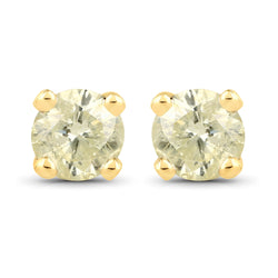 0.98 Carat Genuine LB Diamond 14K Yellow Gold Earrings