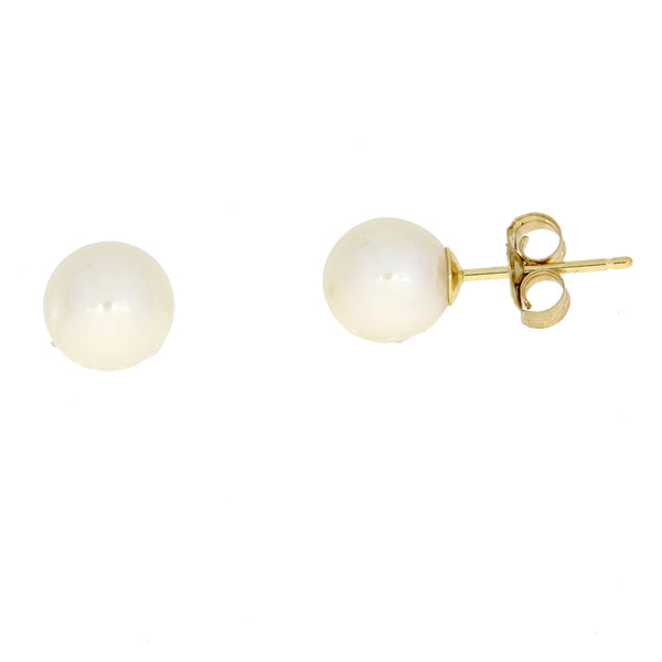 Fresh Water Pearl Stud Earrings 14KT Yellow Gold