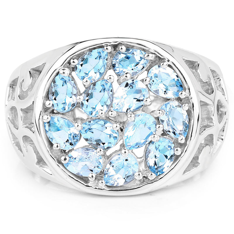 2.34 Carat Genuine Blue Topaz .925 Sterling Silver Ring