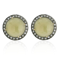 Sapphire Gold Diamond Sterling Silver Round Shape Stud Earrings Jewelry