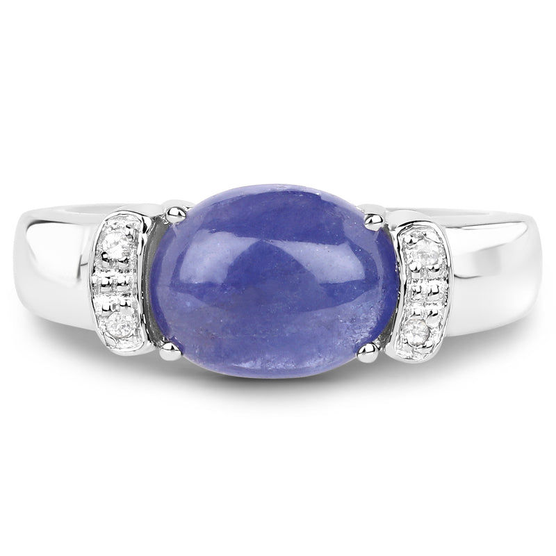 3.57 Carat Genuine Tanzanite and White Topaz .925 Sterling Silver Ring