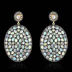 53.8ct Labradorite Diamond 14kt Gold 925 Sterling Silver Dangle Earrings Jewelry