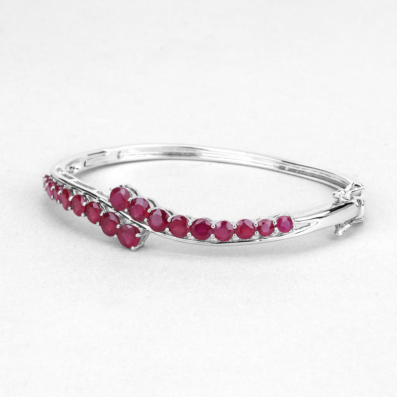 7.48 Carat Glass Filled Ruby Sterling Silver Bangle