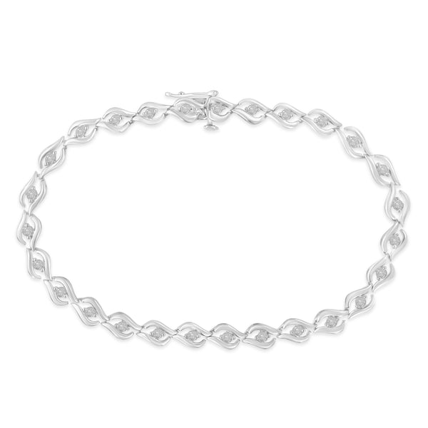 .925 Sterling Silver 1/2 Cttw Rose Cut Diamond Almond Shape Link Tennis Bracelet (I-J Color, I3 Clarity) - 7”