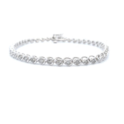 Natural 1.00ct Diamond Tennis Bracelet 10KT White Gold