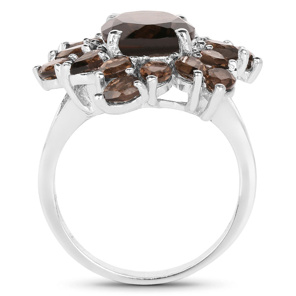 5.69 Carat Genuine Smoky Quartz .925 Sterling Silver Ring