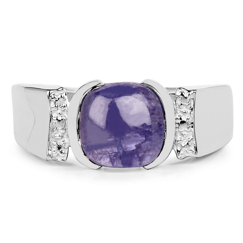 2.80 Carat Genuine Tanzanite .925 Sterling Silver Ring