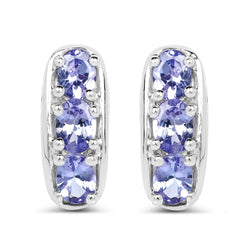 1.02 Carat Genuine Tanzanite Sterling Silver Earrings