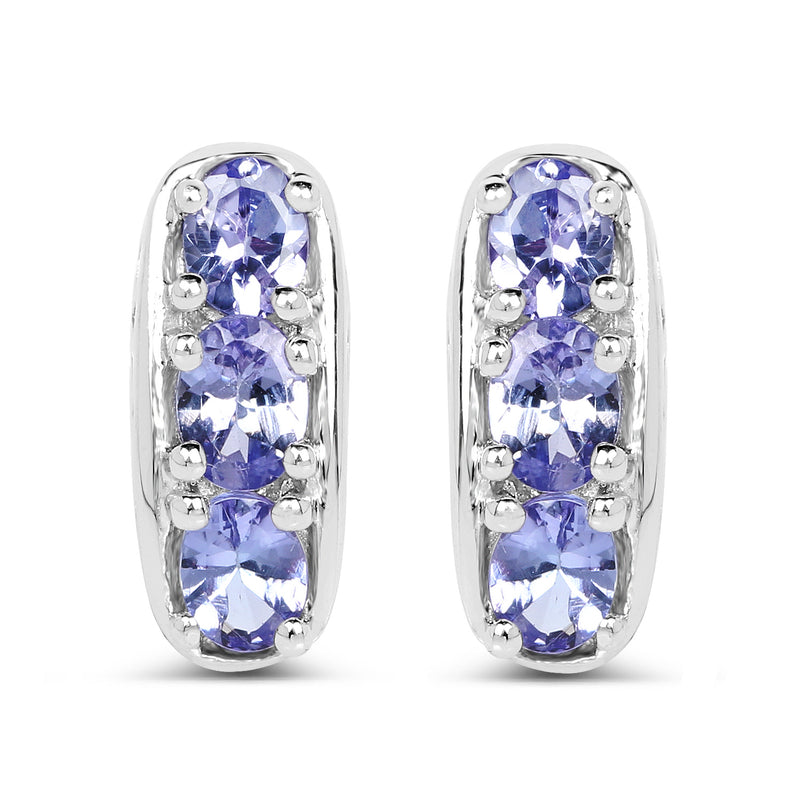 1.02 Carat Genuine Tanzanite Sterling Silver Earrings