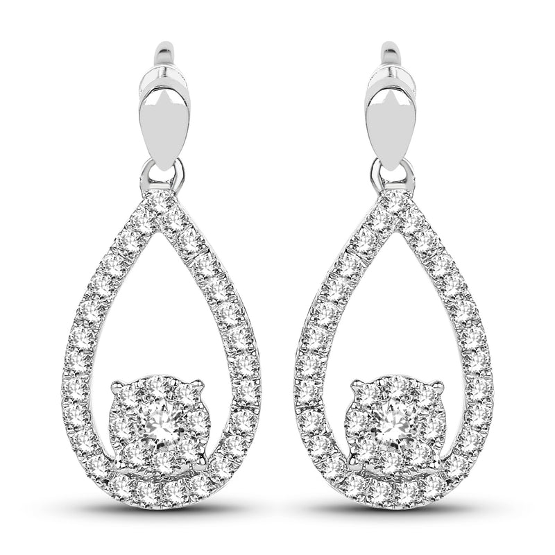 0.54 Carat Genuine White Diamond 14K White Gold Earrings (G-H Color, SI1-SI2 Clarity)