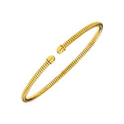 14k Yellow Gold Narrow Cable Textured Bangle