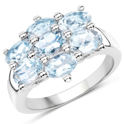3.57 Carat Genuine  Blue Topaz .925 Sterling Silver Ring
