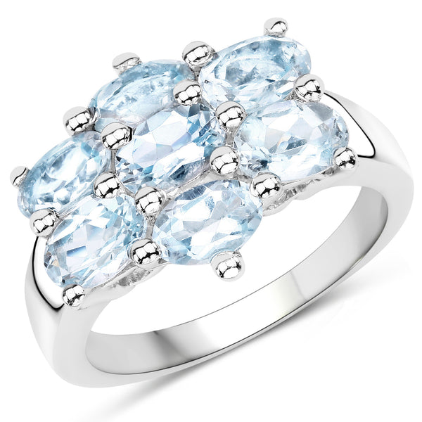 3.57 Carat Genuine  Blue Topaz .925 Sterling Silver Ring