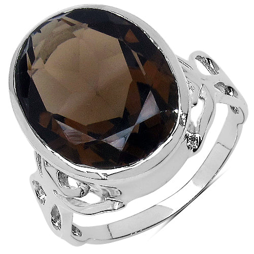 26.52 Carat Genuine Smoky Quartz .925 Sterling Silver Ring, Pendant and Earrings Set