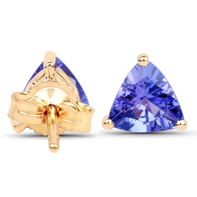 0.86 Carat Genuine Tanzanite 14K Yellow Gold Earrings