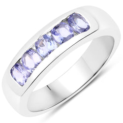 0.85 Carat Genuine Tanzanite .925 Sterling Silver Ring