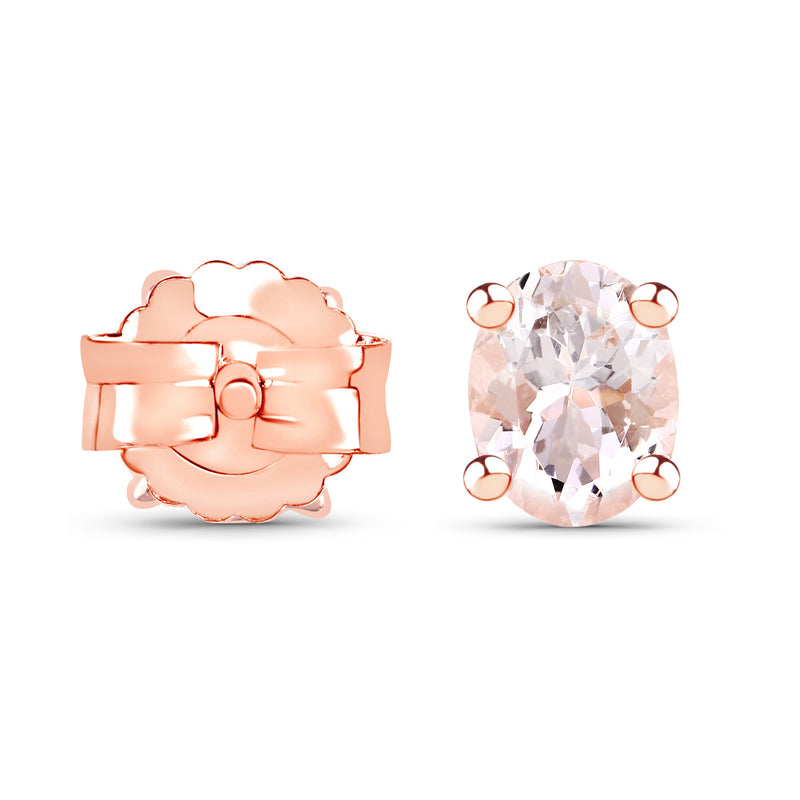 14K Rose Gold Plated 0.50 Carat Genuine Morganite .925 Sterling Silver Earrings