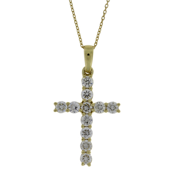 .56ct Diamond Cross Religious Pendant 14KT Yellow Gold