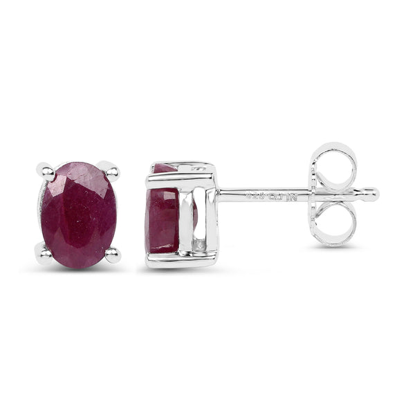 2.00 Carat Genuine Ruby .925 Sterling Silver Earrings