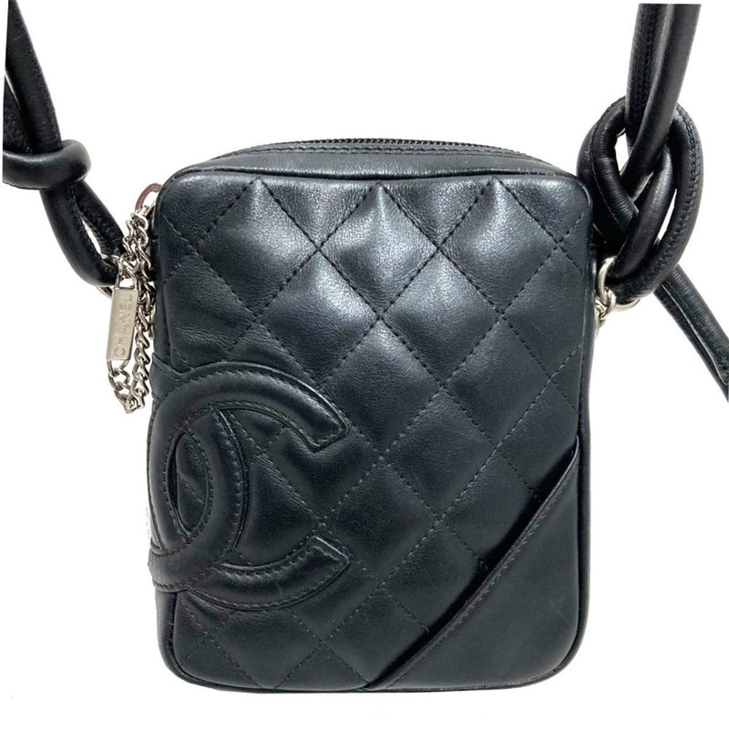 CHANEL Cambon line pochette shoulder bag black calf