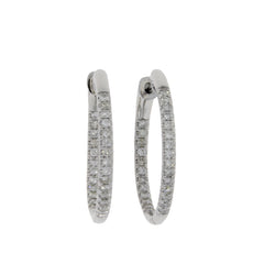 Natural .50ct Diamond Hoop Earrings 14KT White Gold