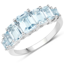 3.29 Carat Genuine Blue Topaz .925 Sterling Silver Ring