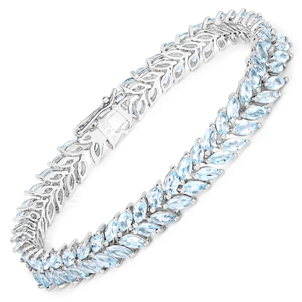 10.34 Carat Genuine Aquamarine .925 Sterling Silver Bracelet